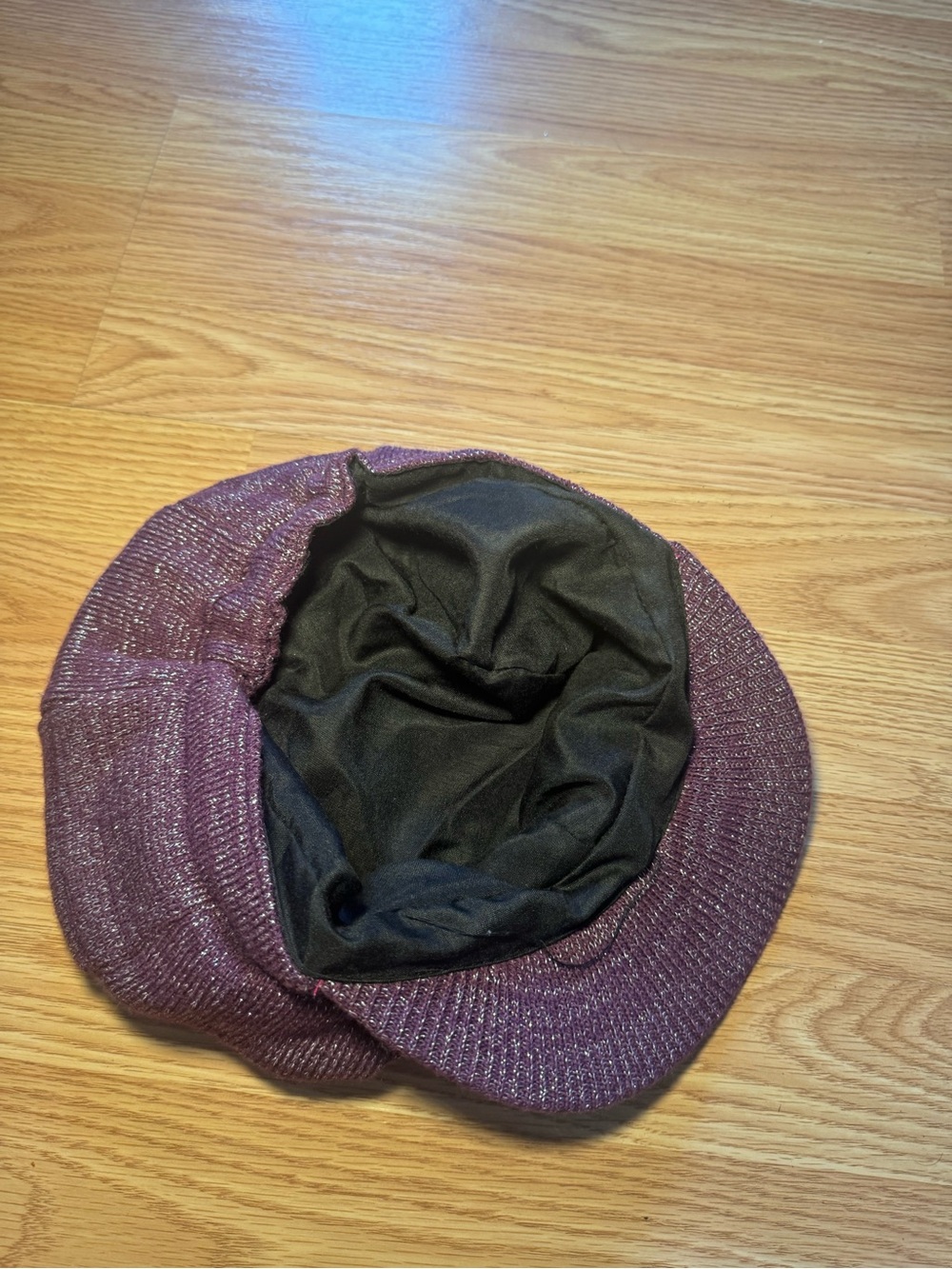 Knit Newsboy Cap in Sparkling Plum - Picture 5 of 5
